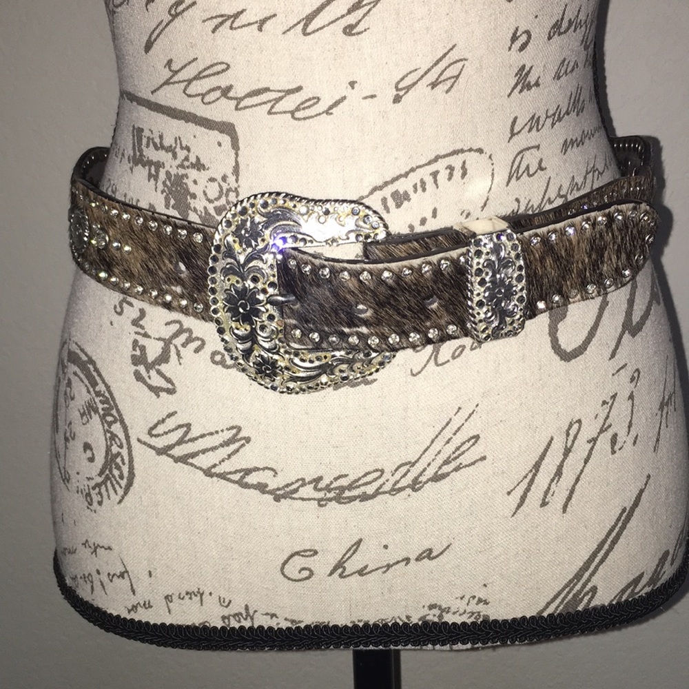 Western Silver & Bling 🤠 Brown Brindle Belt